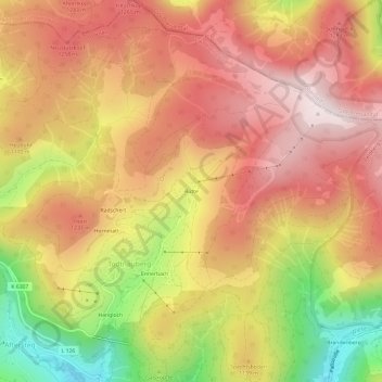 Mapa topográfico Rütte, altitud, relieve