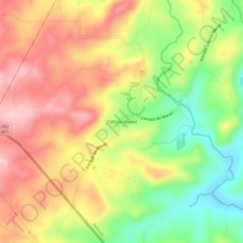 Mapa topográfico Colônia Maciel, altitud, relieve