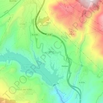 Mapa topográfico Béznar, altitud, relieve