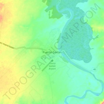 Mapa topográfico Puerto Gaitán, altitud, relieve