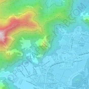 Mapa topográfico Pedra Negra, altitud, relieve