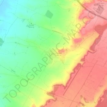 Mapa topográfico Sucs, altitud, relieve