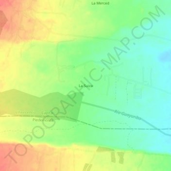 Mapa topográfico La Suiza, altitud, relieve