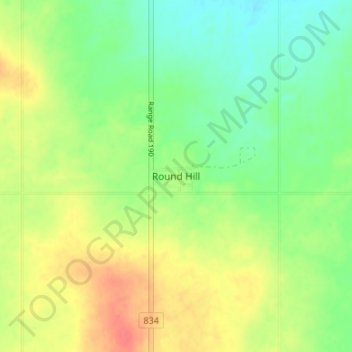 Mapa topográfico Round Hill, altitud, relieve