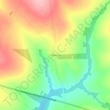Mapa topográfico Piracema, altitud, relieve