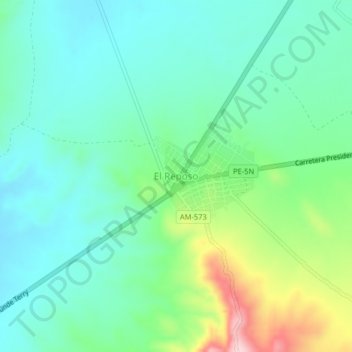 Mapa topográfico El Reposo, altitud, relieve