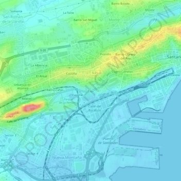 Mapa topográfico Cajo, altitud, relieve