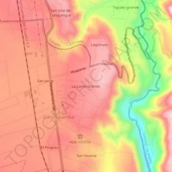 Mapa topográfico La Loma Grande, altitud, relieve