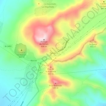 Mapa topográfico Femés, altitud, relieve