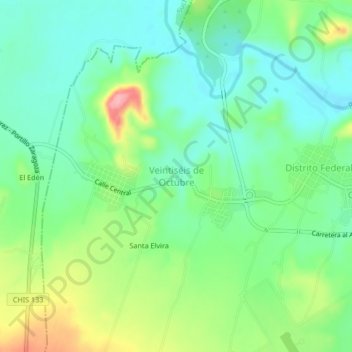 Mapa topográfico Veintiséis de Octubre, altitud, relieve