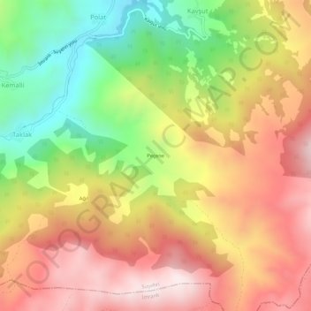 Mapa topográfico Peçene, altitud, relieve