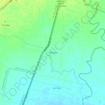 Mapa topográfico 4 Sauses, altitud, relieve