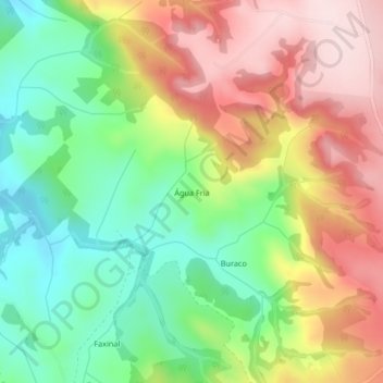Mapa topográfico Água Fria, altitud, relieve
