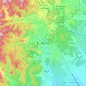 Mapa topográfico Río Ceballos, altitud, relieve