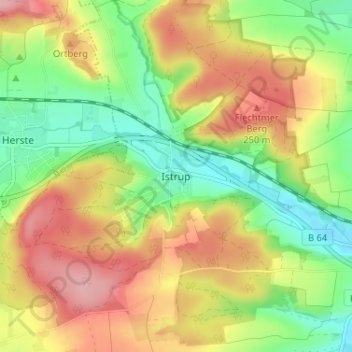 Mapa topográfico Istrup, altitud, relieve