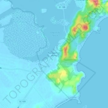 Mapa topográfico Passagem da Barra, altitud, relieve