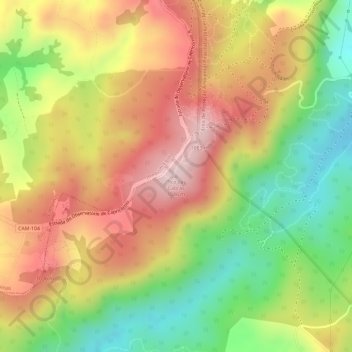 Mapa topográfico Pico das Cabras, altitud, relieve