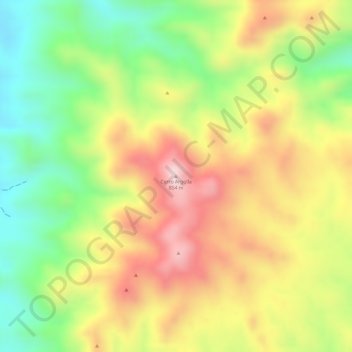 Mapa topográfico Cerro Argolla, altitud, relieve