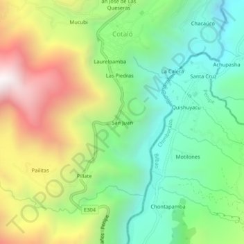 Mapa topográfico San Juan, altitud, relieve
