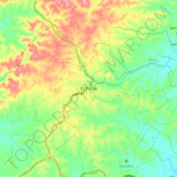 Mapa topográfico El Piñal, altitud, relieve
