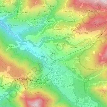 Mapa topográfico Ras, altitud, relieve