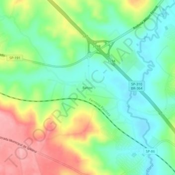 Mapa topográfico Batovi, altitud, relieve