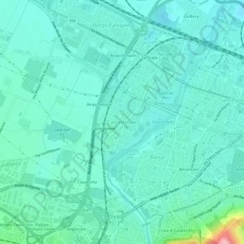 Mapa topográfico Casteldebole, altitud, relieve