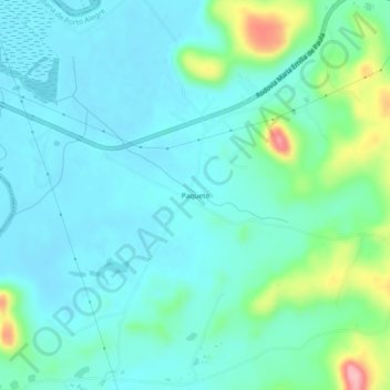 Mapa topográfico Paquete, altitud, relieve