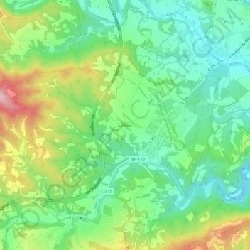 Mapa topográfico Salelles, altitud, relieve