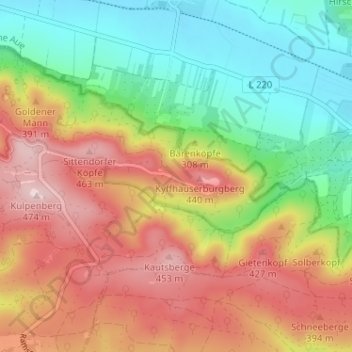 Mapa topográfico Kohlstätte, altitud, relieve