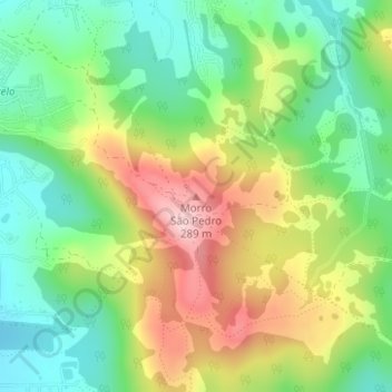 Mapa topográfico Morro São Pedro, altitud, relieve