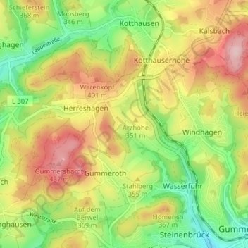 Mapa topográfico Sonnenberg, altitud, relieve