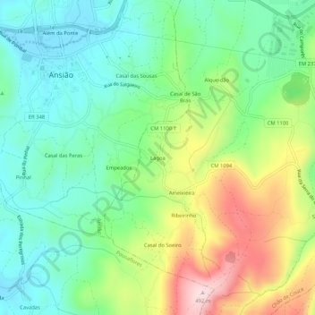 Mapa topográfico Lagoa, altitud, relieve