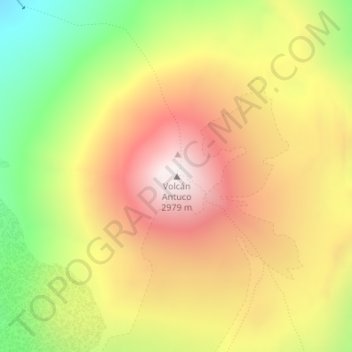 Mapa topográfico Volcán Antuco, altitud, relieve