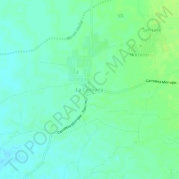 Mapa topográfico La Colorada, altitud, relieve