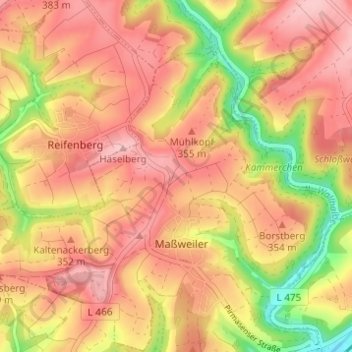 Mapa topográfico Häselbergerhof, altitud, relieve