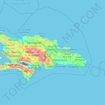 Mapa topográfico Sánchez Ramírez, altitud, relieve