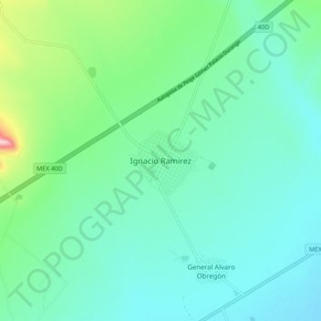 Mapa topográfico Ignacio Ramirez, altitud, relieve