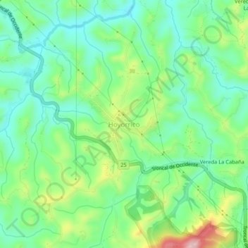 Mapa topográfico Hoyorrico, altitud, relieve