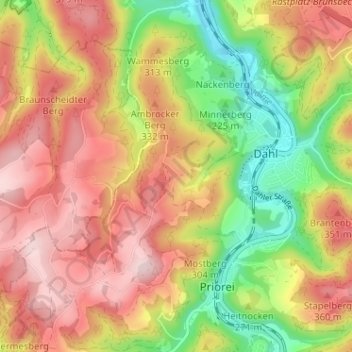 Mapa topográfico Werninghausen, altitud, relieve