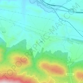 Mapa topográfico Ulle, altitud, relieve