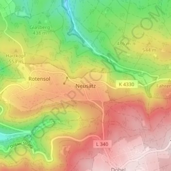 Mapa topográfico Neusatz, altitud, relieve