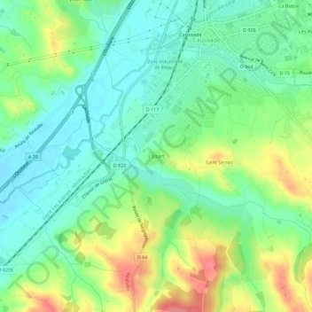 Mapa topográfico L'Issart, altitud, relieve