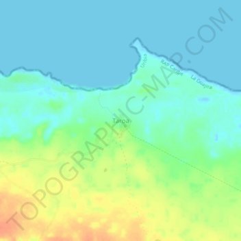 Mapa topográfico Taroa, altitud, relieve