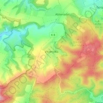 Mapa topográfico Vitzeroda, altitud, relieve