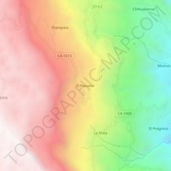 Mapa topográfico El Porvenir, altitud, relieve