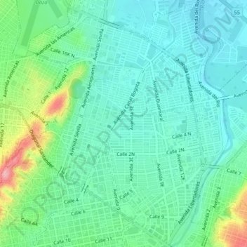 Mapa topográfico Ceiba 2, altitud, relieve