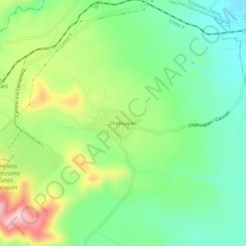 Mapa topográfico Chahuapan, altitud, relieve
