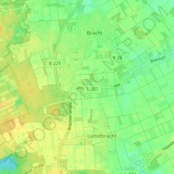 Mapa topográfico Alst, altitud, relieve