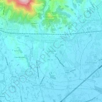 Mapa topográfico Santa Maria, altitud, relieve